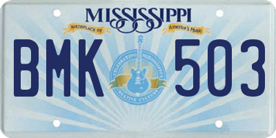 MS license plate BMK503