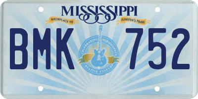 MS license plate BMK752