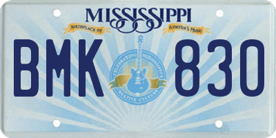 MS license plate BMK830