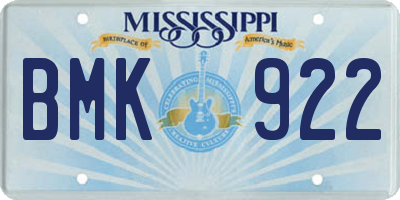 MS license plate BMK922