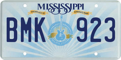 MS license plate BMK923