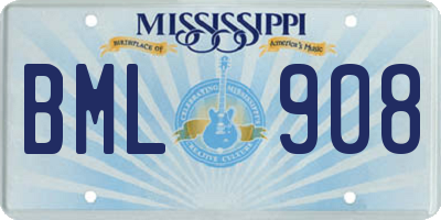 MS license plate BML908