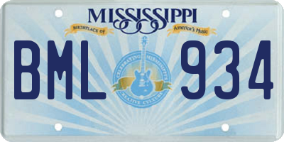 MS license plate BML934