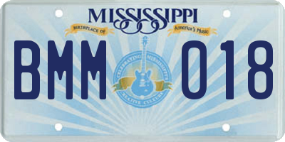 MS license plate BMM018
