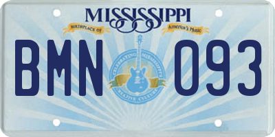 MS license plate BMN093