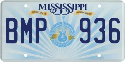 MS license plate BMP936