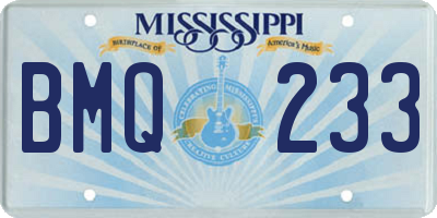 MS license plate BMQ233