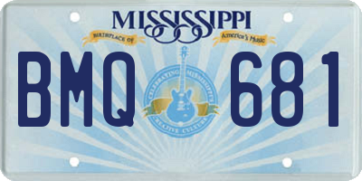MS license plate BMQ681