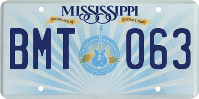 MS license plate BMT063