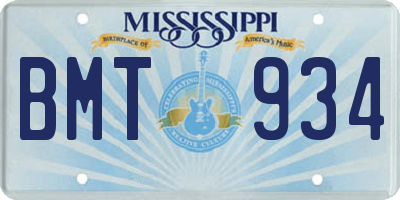 MS license plate BMT934