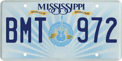 MS license plate BMT972