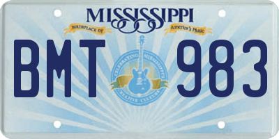MS license plate BMT983