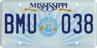 MS license plate BMU038