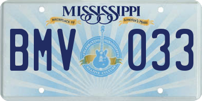 MS license plate BMV033