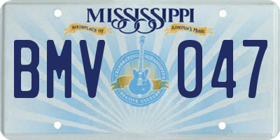 MS license plate BMV047