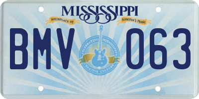 MS license plate BMV063