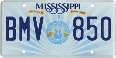 MS license plate BMV850