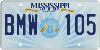 MS license plate BMW105
