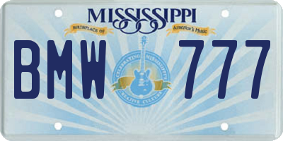 MS license plate BMW777