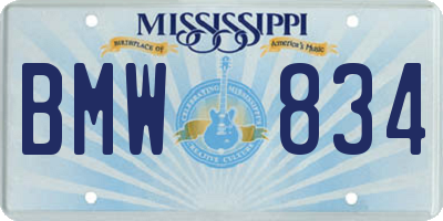MS license plate BMW834