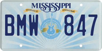 MS license plate BMW847