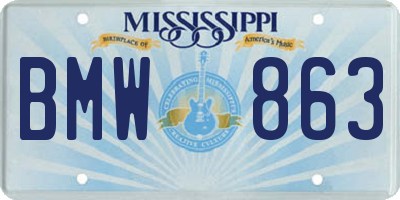 MS license plate BMW863