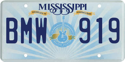 MS license plate BMW919