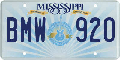 MS license plate BMW920