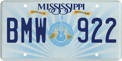 MS license plate BMW922