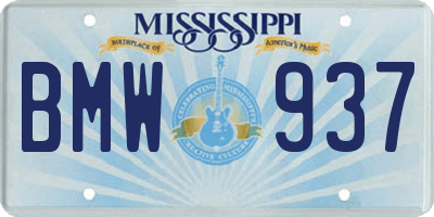 MS license plate BMW937