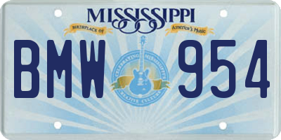 MS license plate BMW954