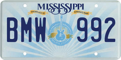 MS license plate BMW992