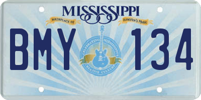 MS license plate BMY134