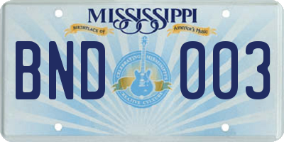MS license plate BND003