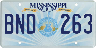 MS license plate BND263