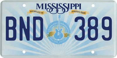 MS license plate BND389