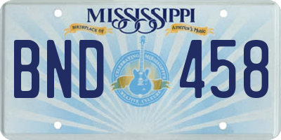 MS license plate BND458