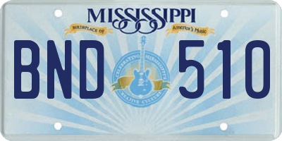 MS license plate BND510