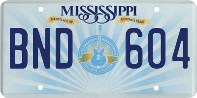 MS license plate BND604