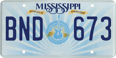 MS license plate BND673