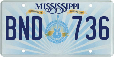 MS license plate BND736