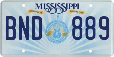 MS license plate BND889