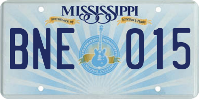 MS license plate BNE015
