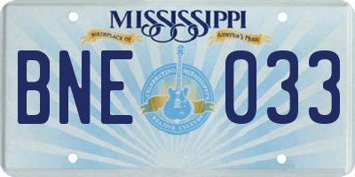 MS license plate BNE033