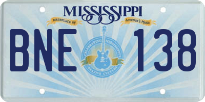 MS license plate BNE138