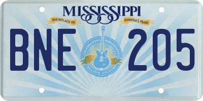 MS license plate BNE205