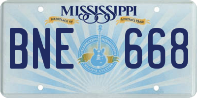 MS license plate BNE668