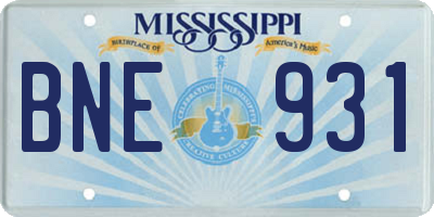 MS license plate BNE931