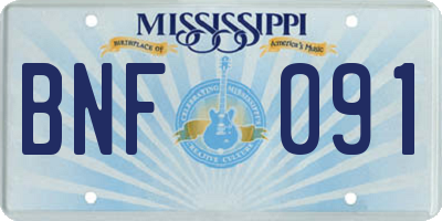 MS license plate BNF091
