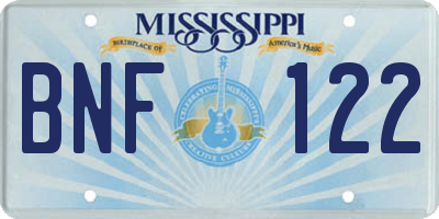 MS license plate BNF122